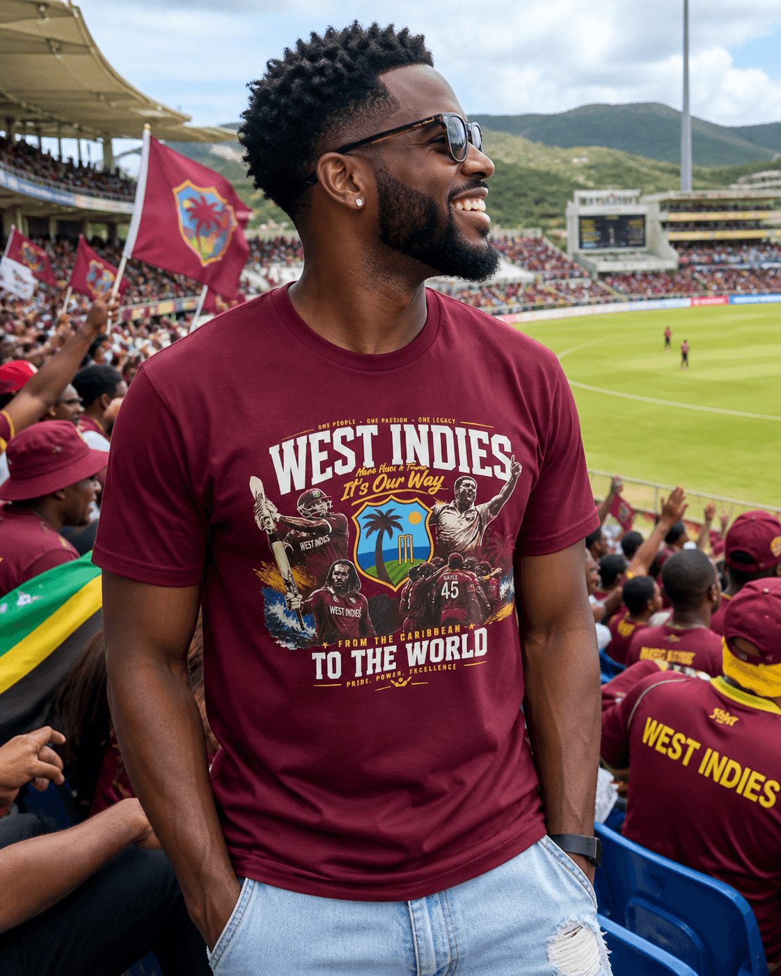 West Indies tee — stadium fan look
