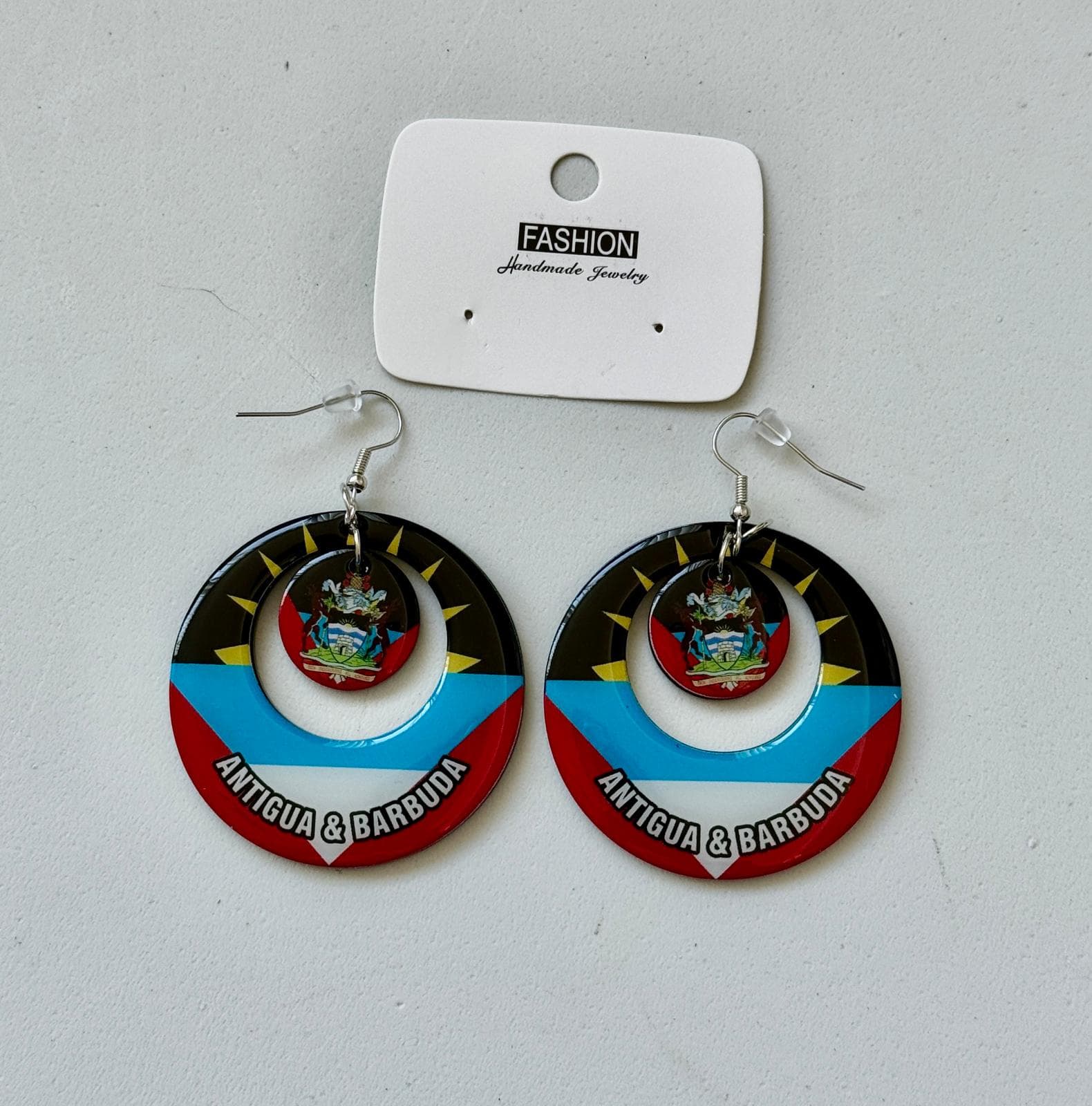 Antigua and Barbuda Flag Nested Ring Earrings