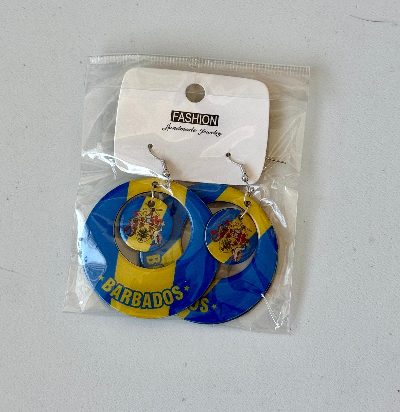 Barbados Flag Round Earrings