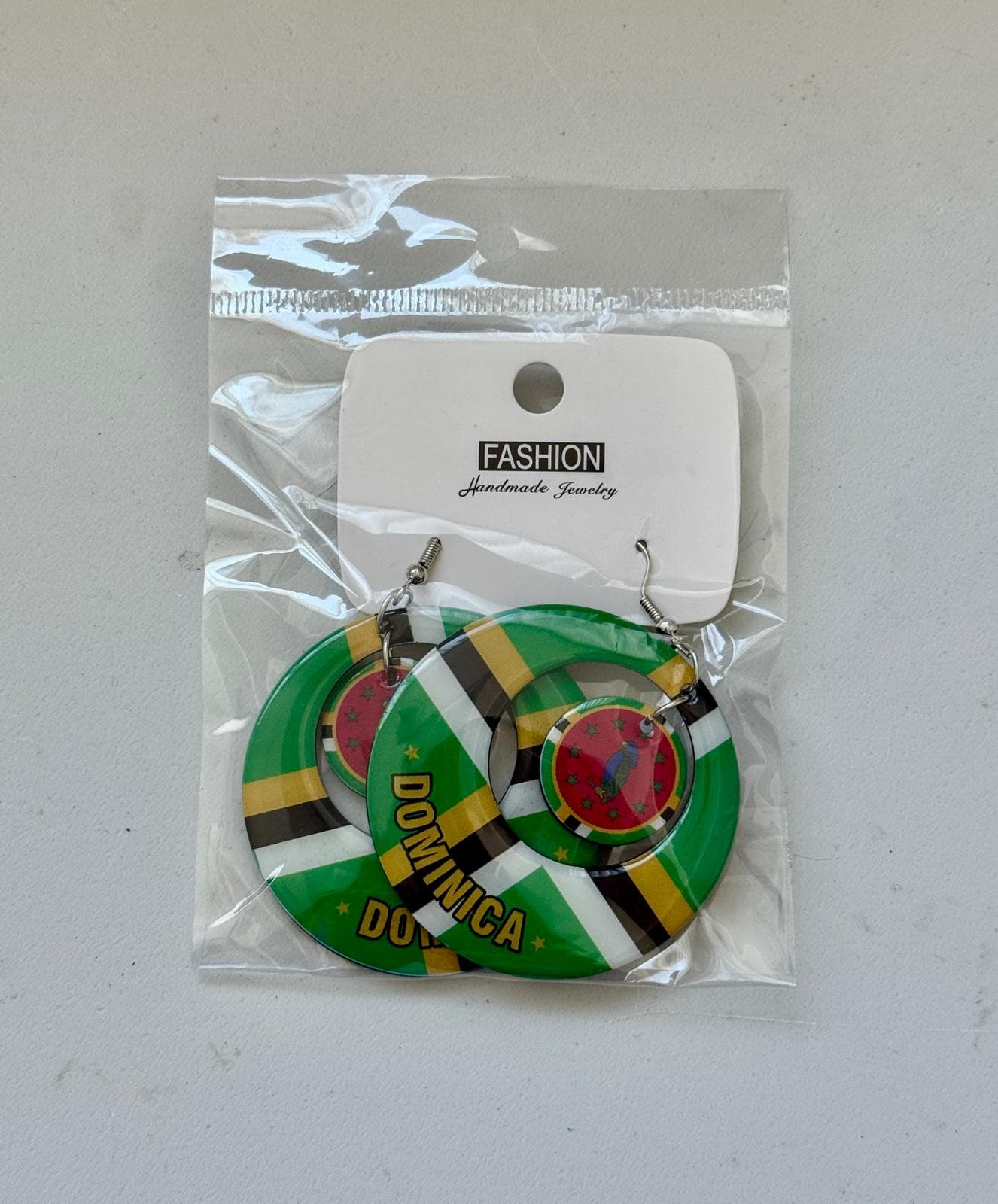 Dominica Flag Round Earrings